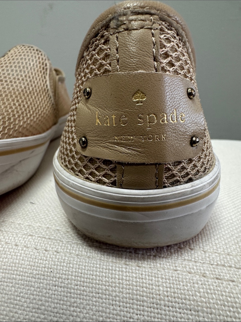 kate spade Beige/Tan Mesh Slip-On Sneakers